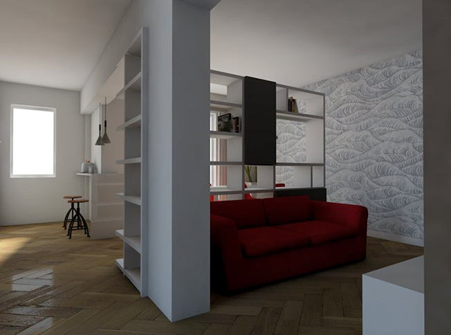 Zona living, architetto online StudioExNovo Roma