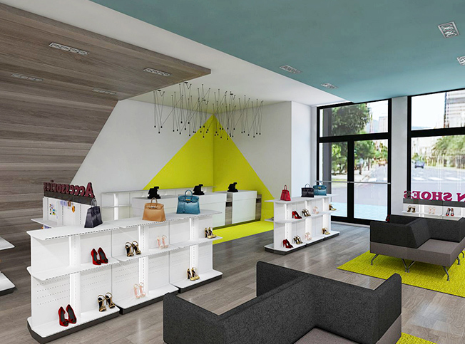 Allestimento negozio calzature, sedute, architetto online StudioExnovo Roma