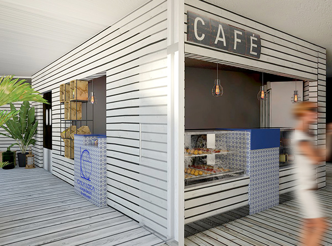Progetto stabilimento balneare, zona bar, architetto online StudioExnovo Roma