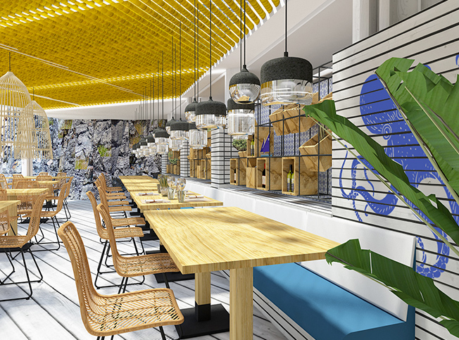 Progetto stabilimento balneare, panca ristorante, architetto online StudioExnovo Roma