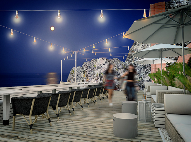 Progetto stabilimento balneare, dehor esterno ristorante, architetto online StudioExnovo Roma