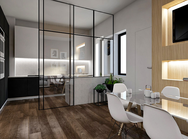 Zona giorno appartamento, architetto online StudioExnovo Roma