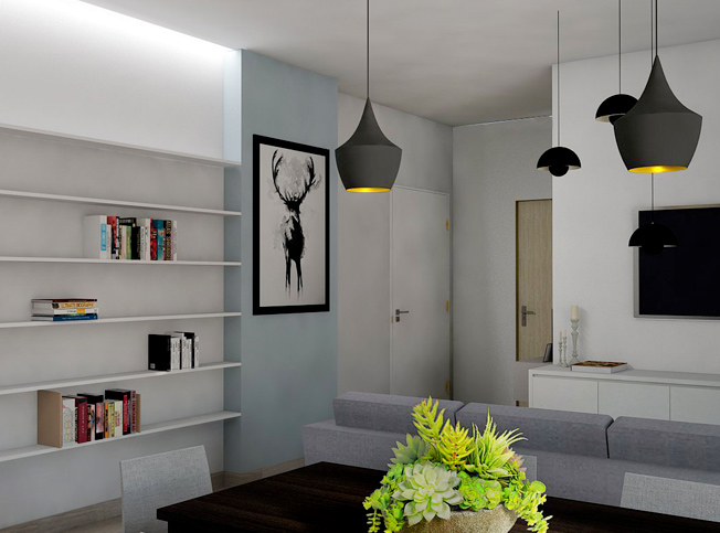 Soggiorno appartamento diviso dall'architetto online StudioExnovo Roma