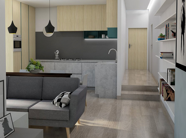 Zona giorno, appartamento diviso dall'architetto online StudioExnovo Roma