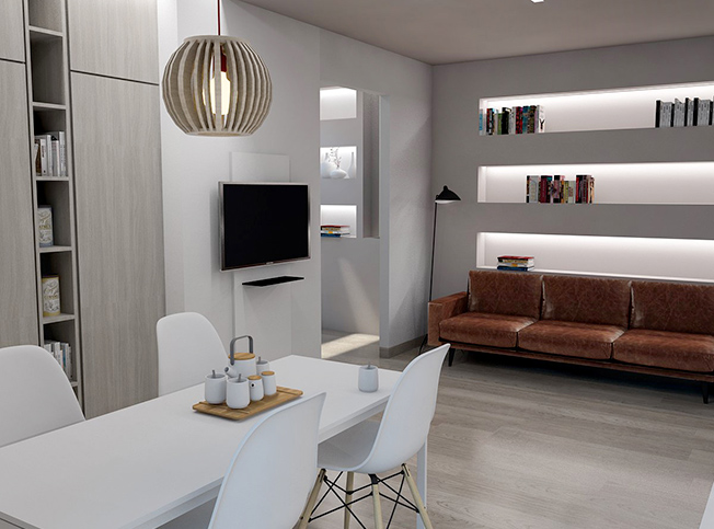 Zona living appartamento diviso dall'architetto online StudioExnovo Roma