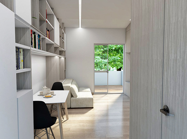 Zona living bilocale, architetto online StudioExnovo Roma