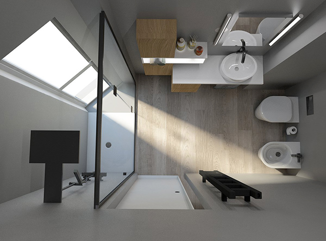 Bagno visto dall'alto, architetto online StudioExnovo Roma