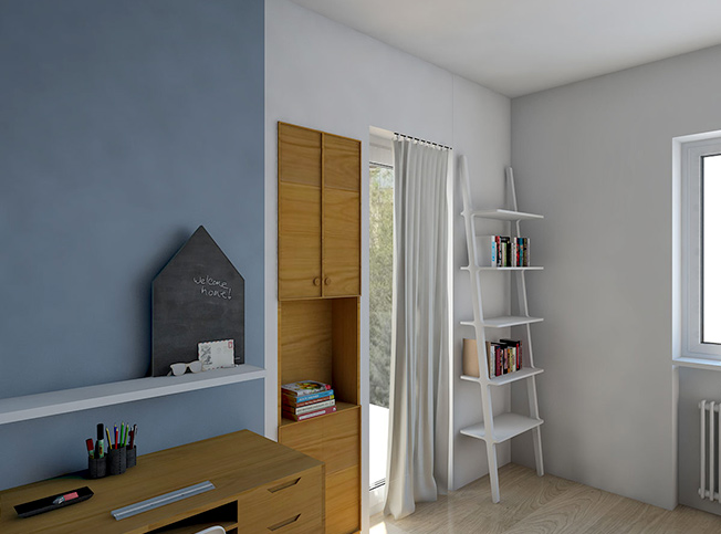 cameretta bambini moderna, architetto online StudioExnovo Roma