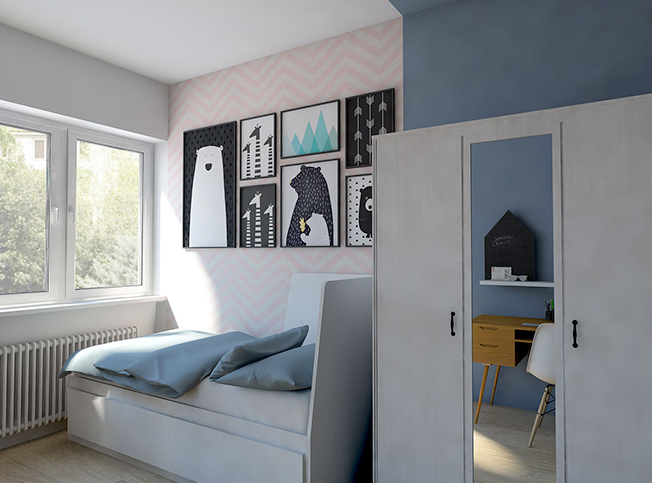 oarredo cameretta moderna, architetto online StudioExnovo Roma