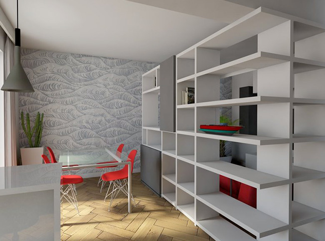 Progetto soggiorno, architetto online StudioExNovo Roma