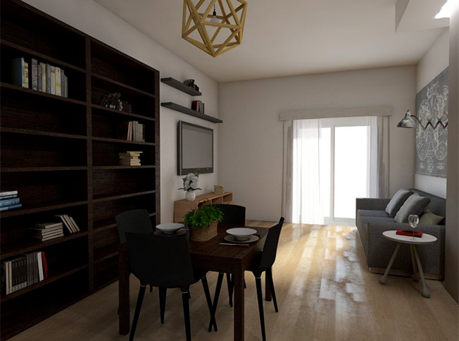 Progetto soggiorno, architetto online Studioexnovo Roma