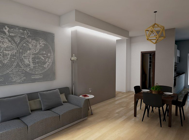 Progetto zona living, architetto online Studioexnovo Roma