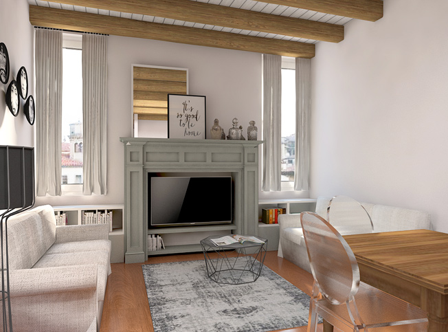 soggiorno shabby chic, architetto online StudioExnovo Roma