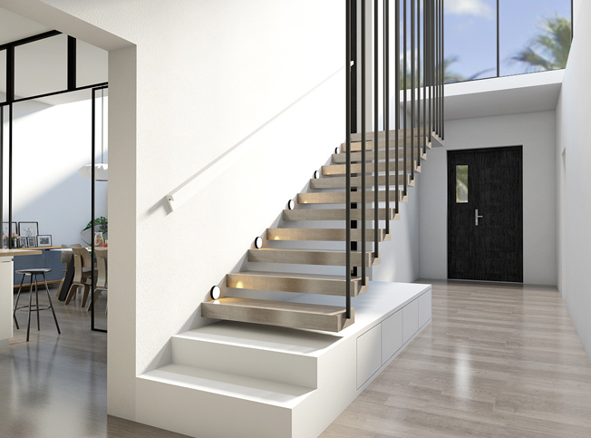 Progettazione villa, ingresso con scale, architetto online StudioExnovo Roma