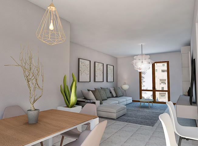 Zona living appartamento, architetto online StudioExnovo Roma
